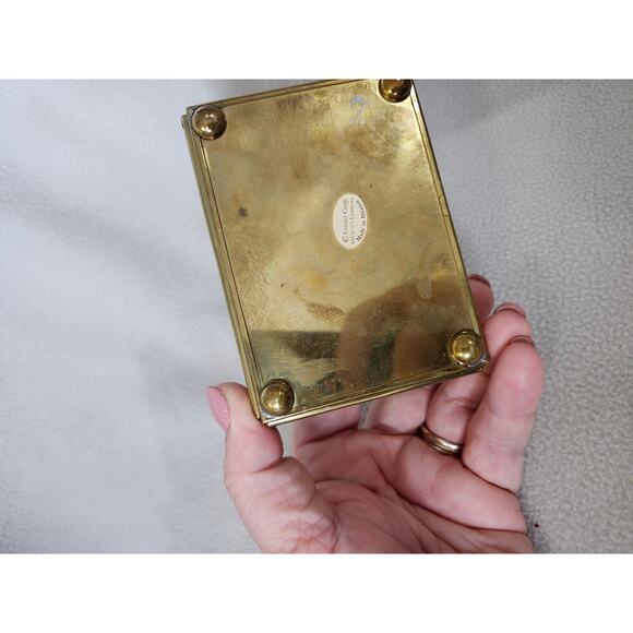 Vintage Enesco Thomas Kinkade Etched Glass Brass Jewelry Trinket Box Cottage - Picture 8 of 16